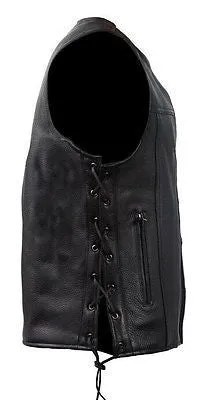 MEN'S MOTORCYCLE CLUB LACE SIDE VEST WITH 2 GUN POCKETS WITH FRONT SNAP BUTTONS