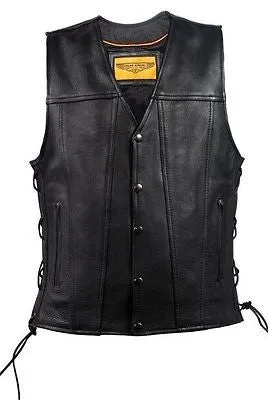 MEN'S MOTORCYCLE CLUB LACE SIDE VEST WITH 2 GUN POCKETS WITH FRONT SNAP BUTTONS