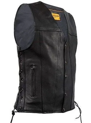 MEN'S MOTORCYCLE CLUB LACE SIDE VEST WITH 2 GUN POCKETS WITH FRONT SNAP BUTTONS