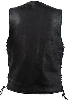 MEN'S MOTORCYCLE CLUB LACE SIDE VEST WITH 2 GUN POCKETS WITH FRONT SNAP BUTTONS