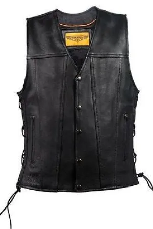 MEN'S MOTORCYCLE CLUB LACE SIDE VEST WITH 2 GUN POCKETS WITH FRONT SNAP BUTTONS