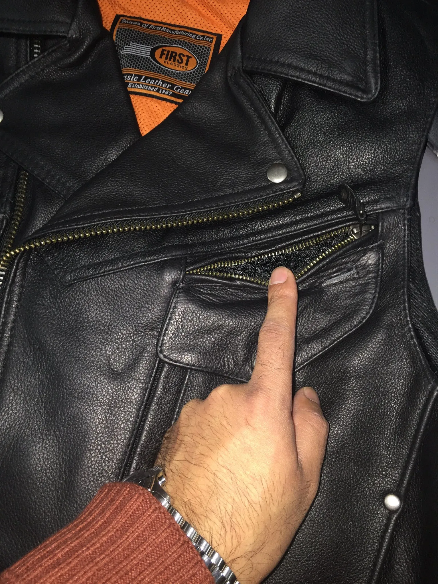 Men's Motorcycle Reckless updated utility leather vest with front pistol pete pocket