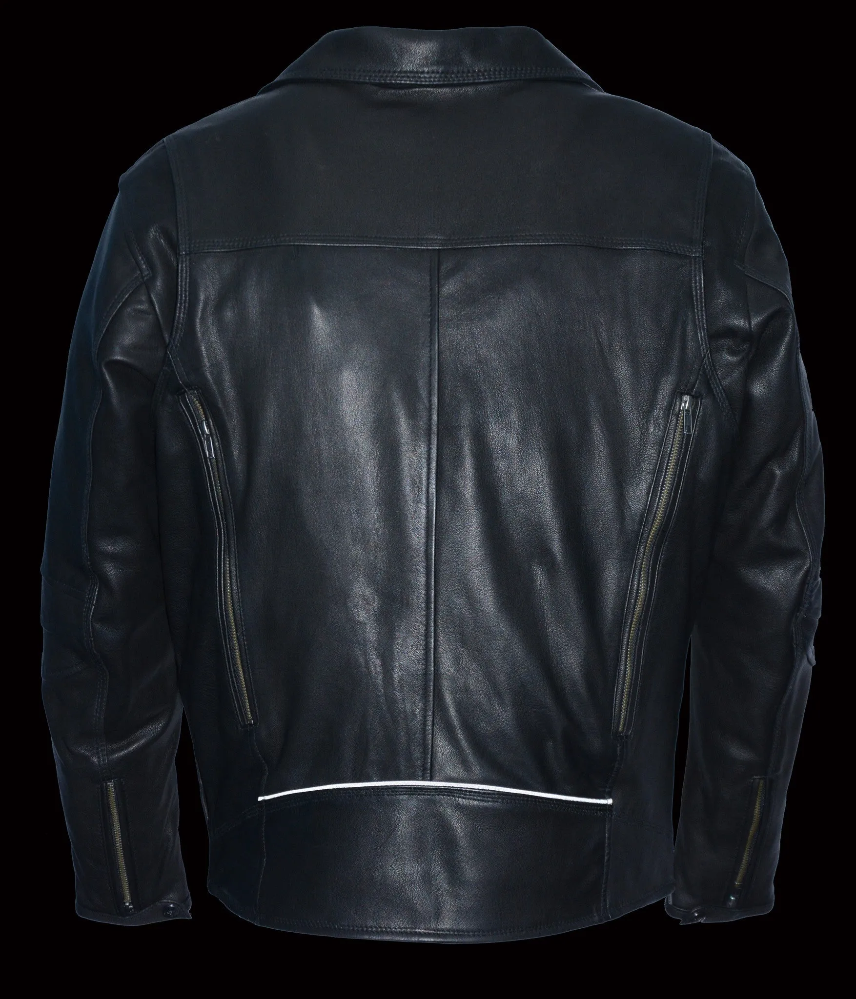 Men's Motorcycle Triple stitch updated police style leather jacket with vents