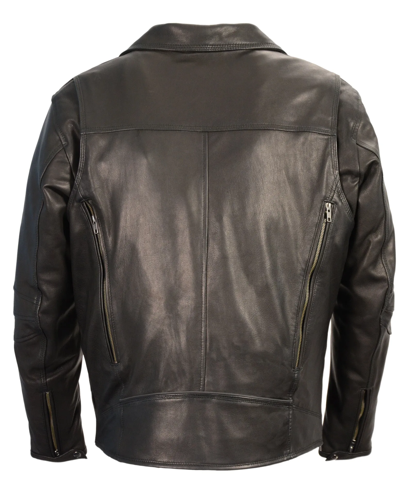 Men's Motorcycle Triple stitch updated police style leather jacket with vents