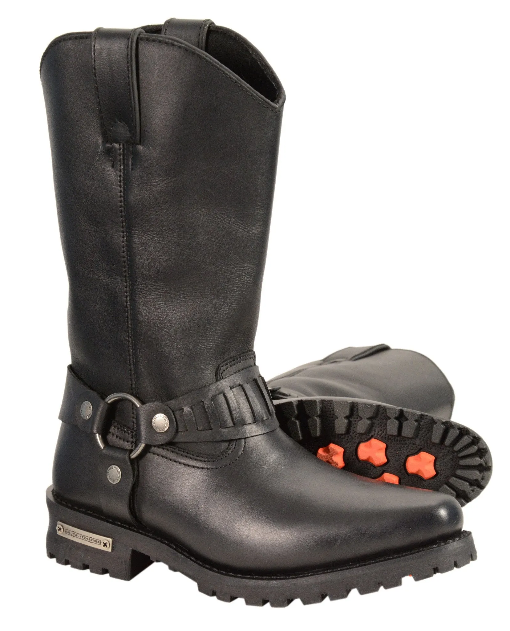 Men's Motorcycle Waterproof J Toe Harness Cowboy Leather boot
