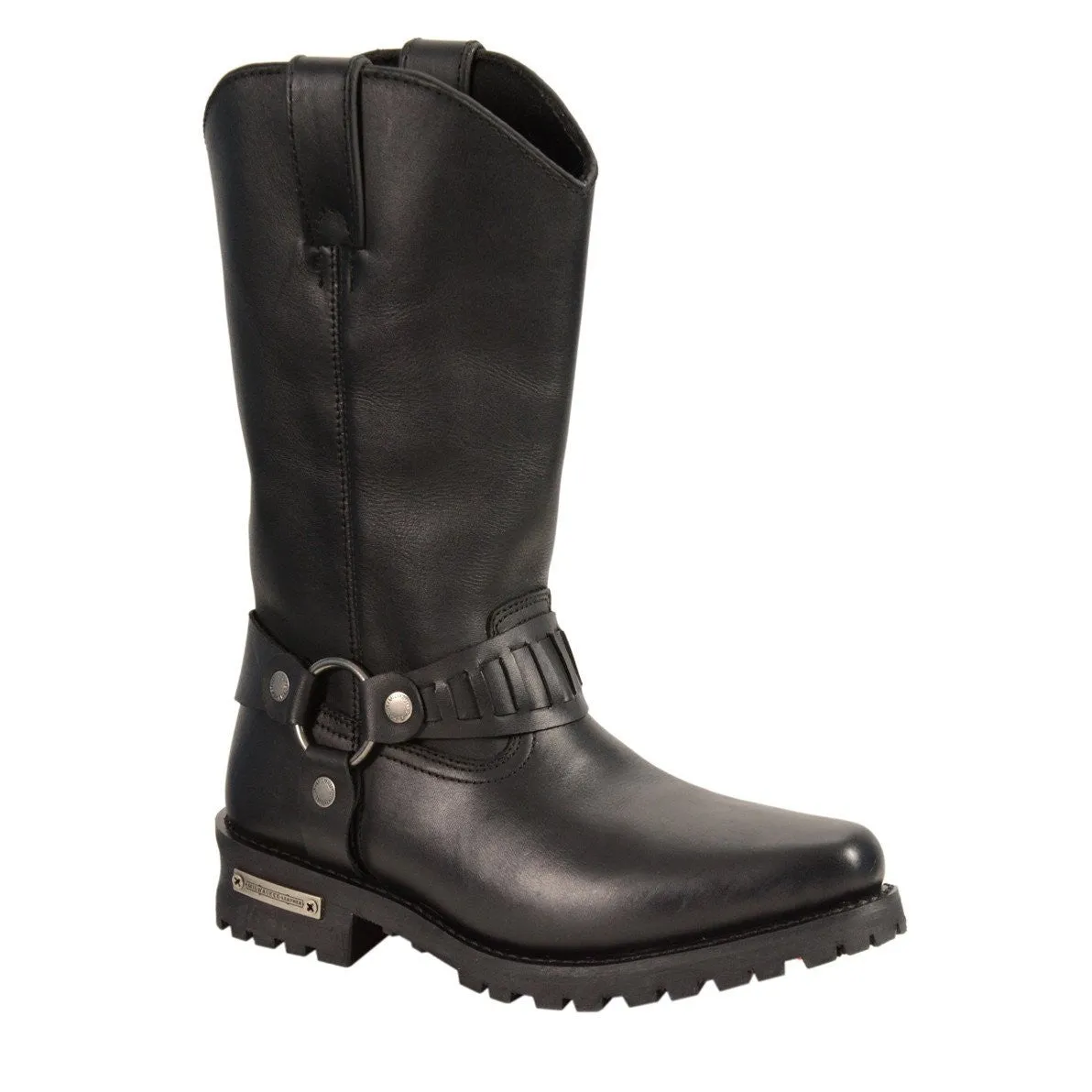 Men's Motorcycle Waterproof J Toe Harness Cowboy Leather boot