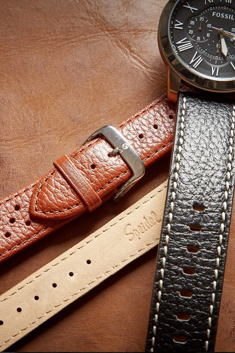 Men's Padded Alligator Grain Leather Band in Black and Brown