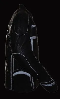 MEN'S REFLECTIVE MOTORCYCLE SCOOTER LEATHER JACKET 2 GUN POCKETS NAKED SKIN