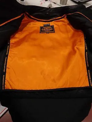 MEN'S REFLECTIVE MOTORCYCLE SCOOTER LEATHER JACKET 2 GUN POCKETS NAKED SKIN