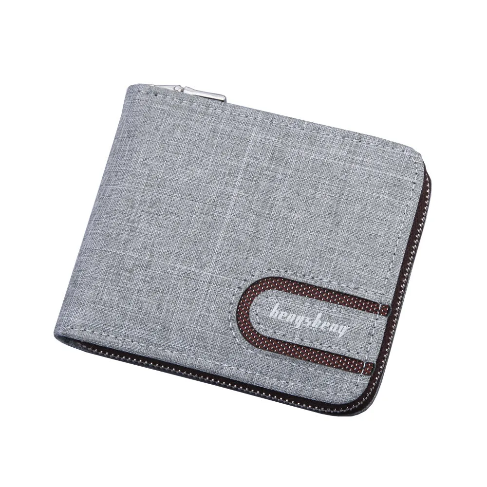 Men's Short Zipper Canvas Usd Multiple Slots Men's Wallets