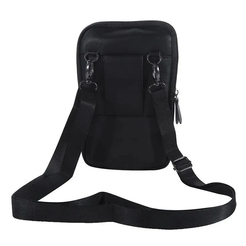 Men'S Shoulder Bag Multi-Function Leather Messenger Bag Casual Crossbody Bags High Quality Male Purse Phone Men'S Chest Pack