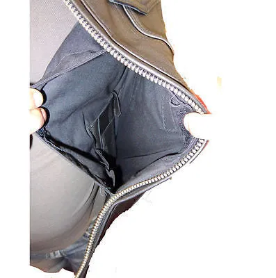MEN'S SKULL LEATHER VEST WITH REFLECTIVE FEATURE W/2GUN POCKETS & SIDE LACES