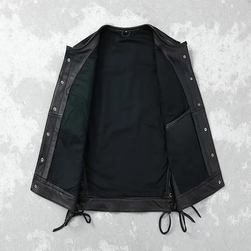Men's Sleeveless Leather Biker Vest