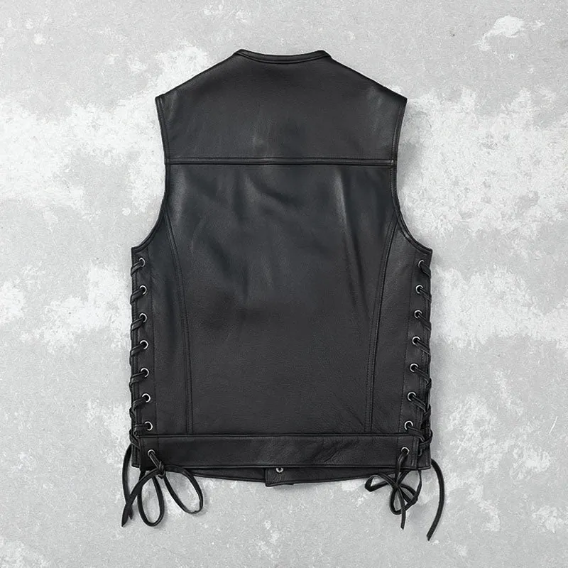 Men's Sleeveless Leather Biker Vest