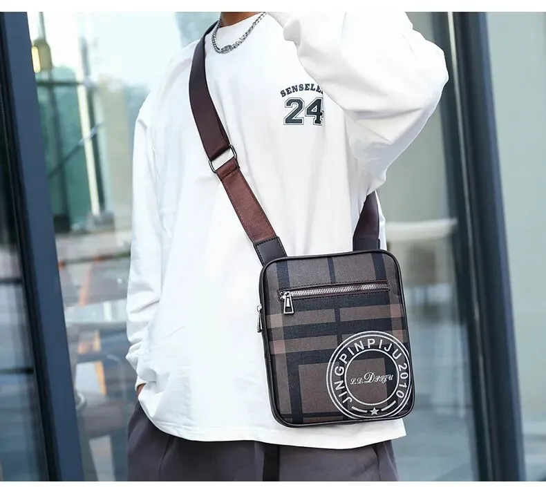 Men's Small Bag Handbag Business Style PU Leather Male Crossbody Boy Messenger Purse Vintage Pattern Designer Man Shoulder Bags