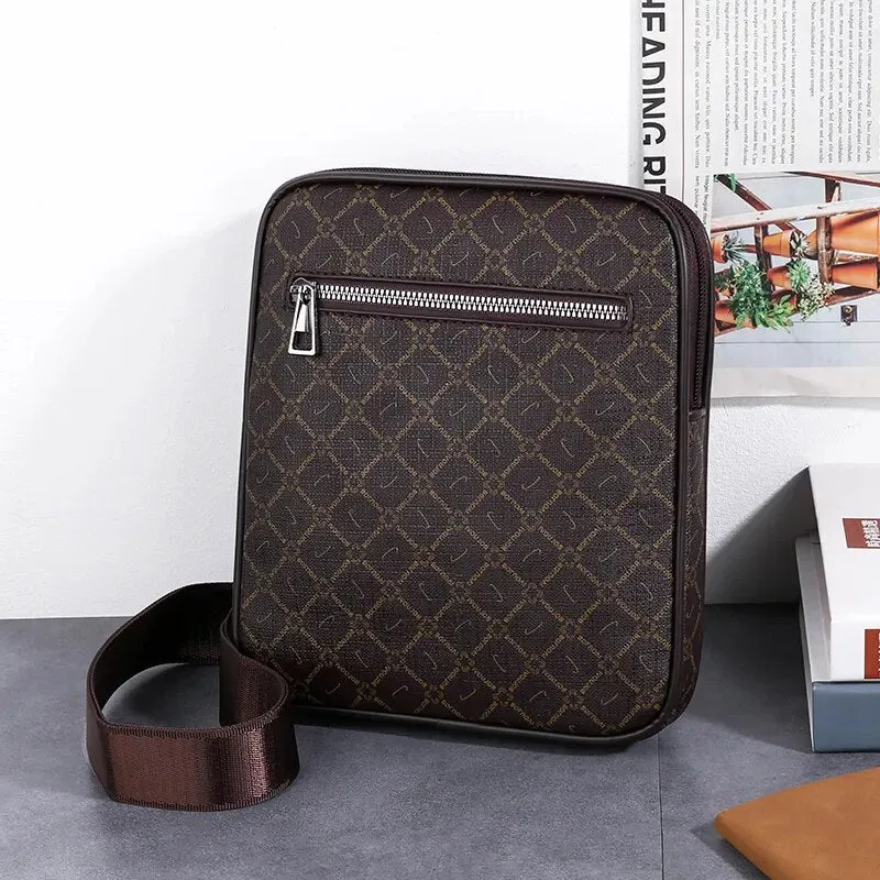 Men's Small Bag Handbag Business Style PU Leather Male Crossbody Boy Messenger Purse Vintage Pattern Designer Man Shoulder Bags