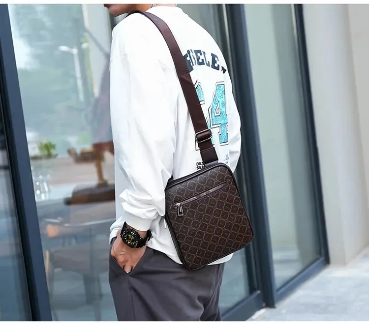 Men's Small Bag Handbag Business Style PU Leather Male Crossbody Boy Messenger Purse Vintage Pattern Designer Man Shoulder Bags
