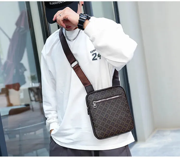 Men's Small Bag Handbag Business Style PU Leather Male Crossbody Boy Messenger Purse Vintage Pattern Designer Man Shoulder Bags