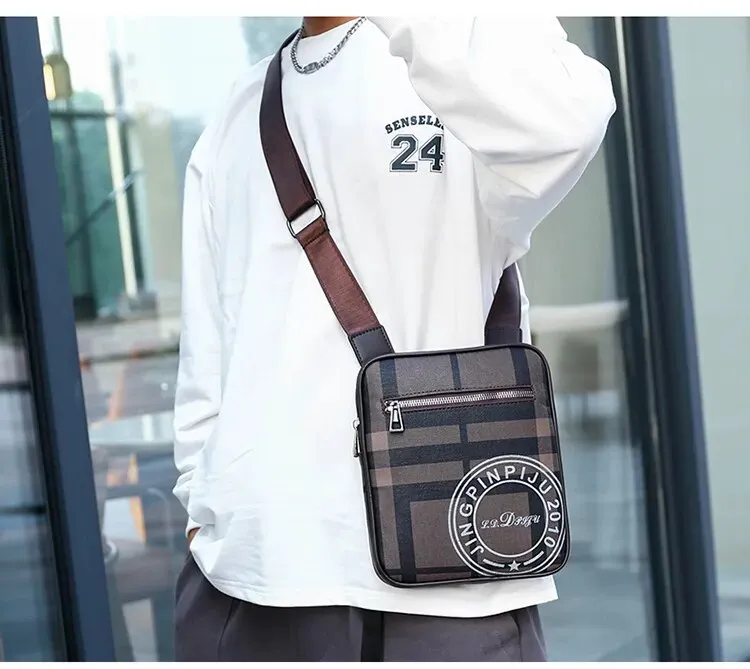 Men's Small Bag Handbag Business Style PU Leather Male Crossbody Boy Messenger Purse Vintage Pattern Designer Man Shoulder Bags