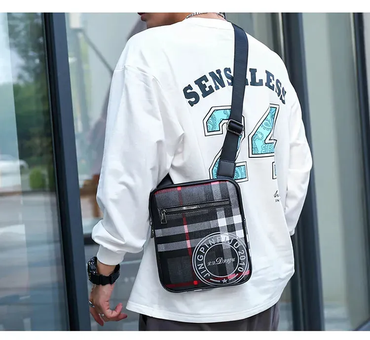 Men's Small Bag Handbag Business Style PU Leather Male Crossbody Boy Messenger Purse Vintage Pattern Designer Man Shoulder Bags