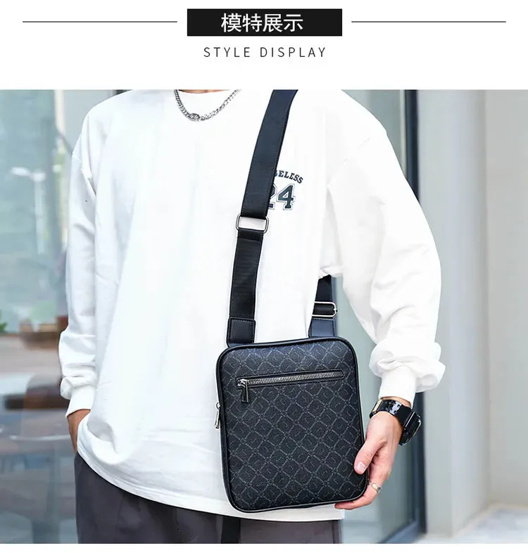 Men's Small Bag Handbag Business Style PU Leather Male Crossbody Boy Messenger Purse Vintage Pattern Designer Man Shoulder Bags