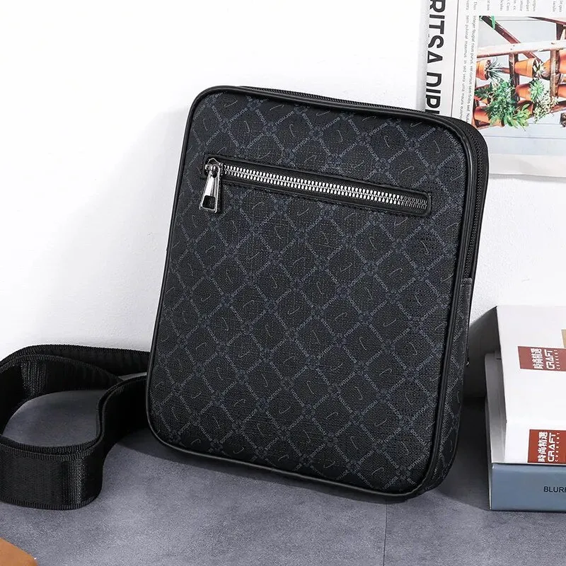 Men's Small Bag Handbag Business Style PU Leather Male Crossbody Boy Messenger Purse Vintage Pattern Designer Man Shoulder Bags
