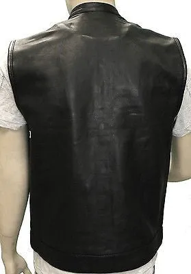 MEN'S SON OF ANARCHY LEATHER MOTORCYCLE VEST 2 GUN POCKETS