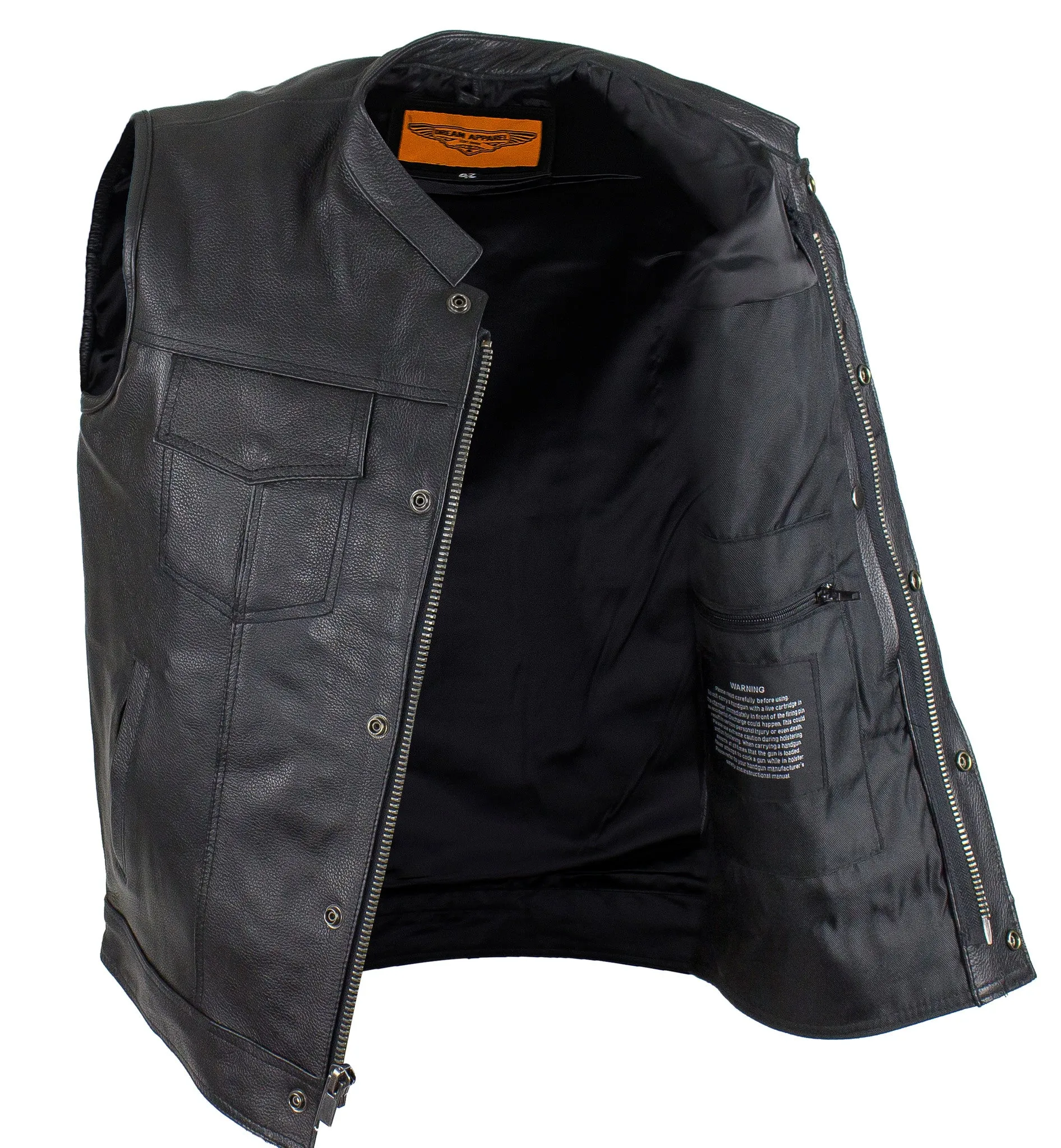 MEN'S SON OF ANARCHY LEATHER MOTORCYCLE VEST 2 GUN POCKETS
