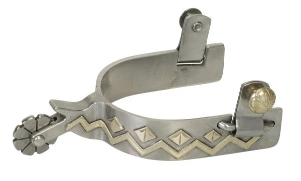 Men's Sweet Iron Spurs with German Silver Zig Zag Diamond Trim