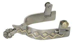 Men's Sweet Iron Spurs with German Silver Zig Zag Diamond Trim