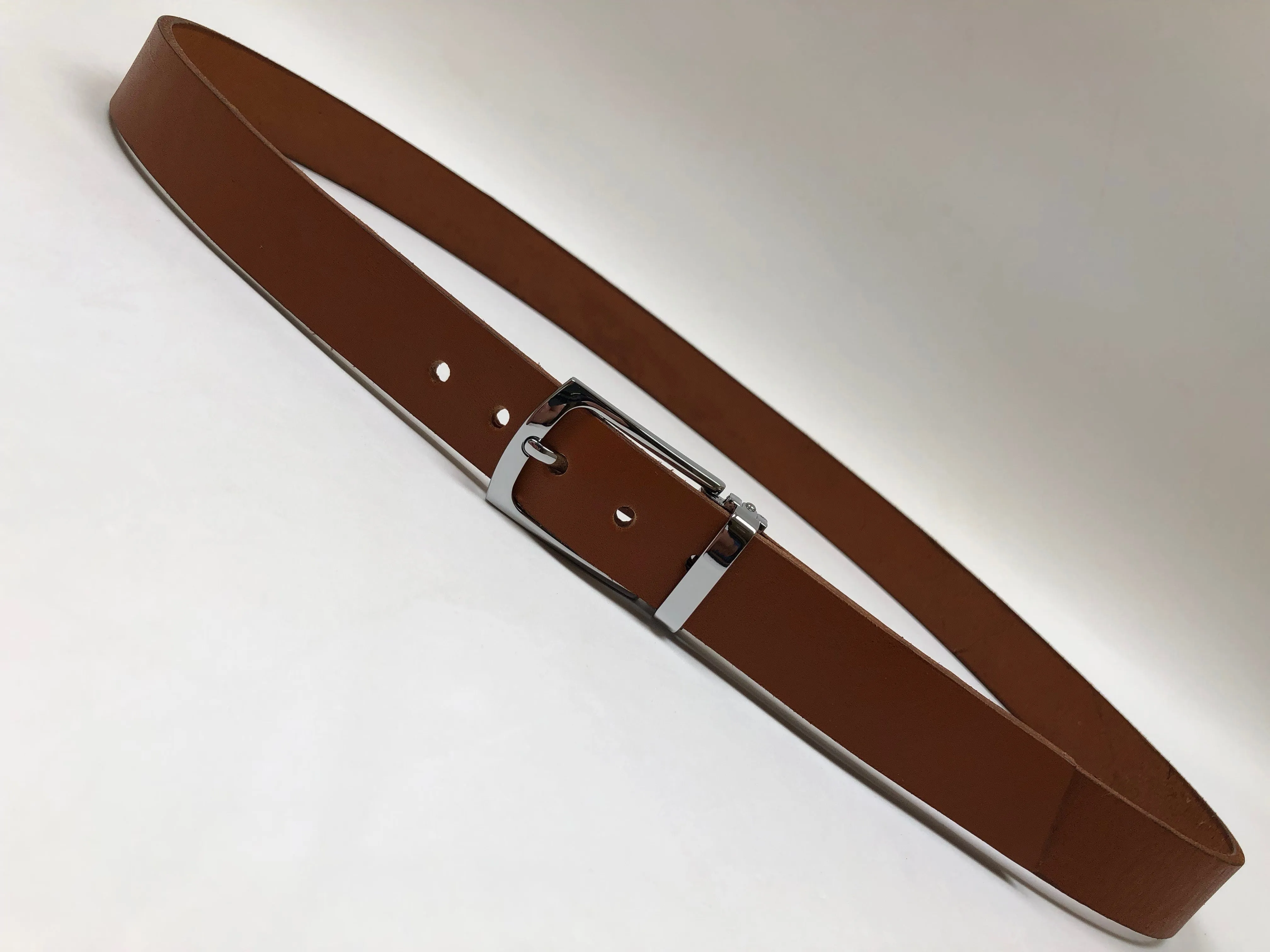 Men's Tan Leather Belt with Silver Tone Buckle 38Z1