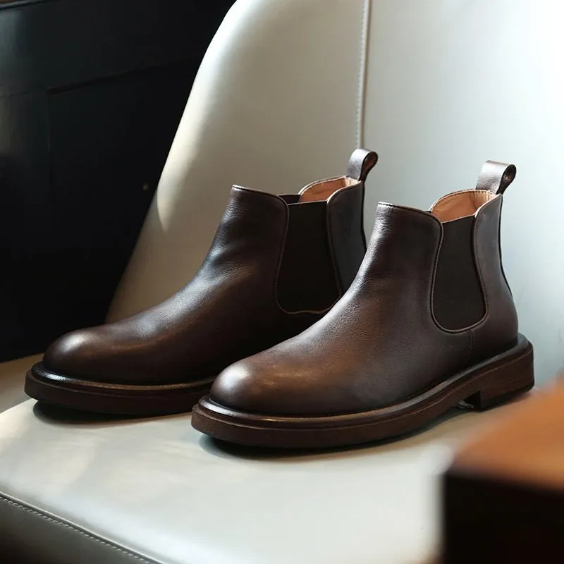Men's thick sole heightening trendy breathable chelsea boots