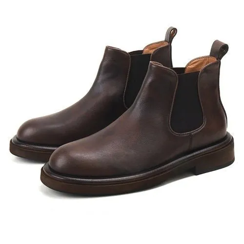 Men's thick sole heightening trendy breathable chelsea boots