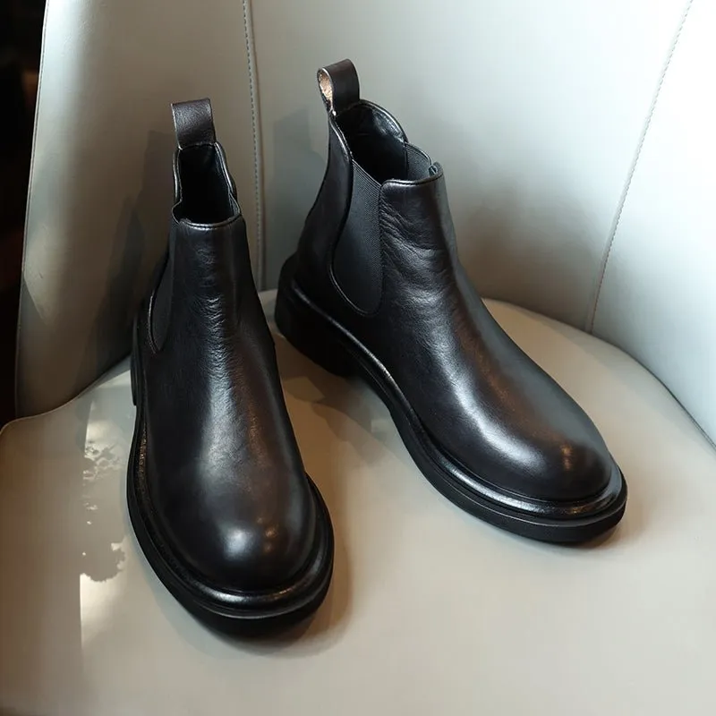 Men's thick sole heightening trendy breathable chelsea boots