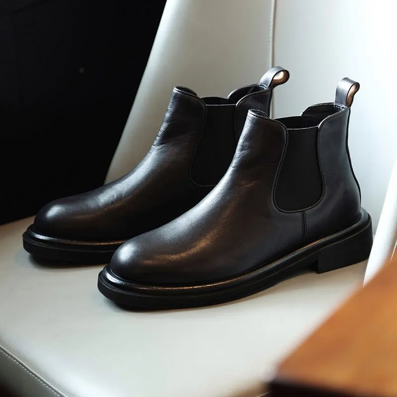 Men's thick sole heightening trendy breathable chelsea boots