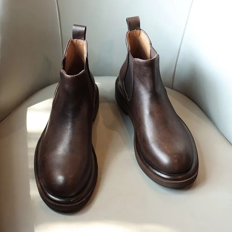 Men's thick sole heightening trendy breathable chelsea boots