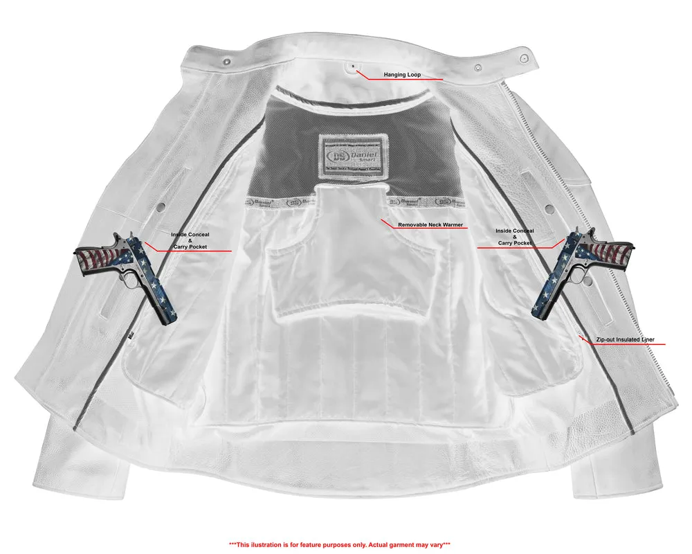 Men's Vented M/C Jacket with Side Laces - Black