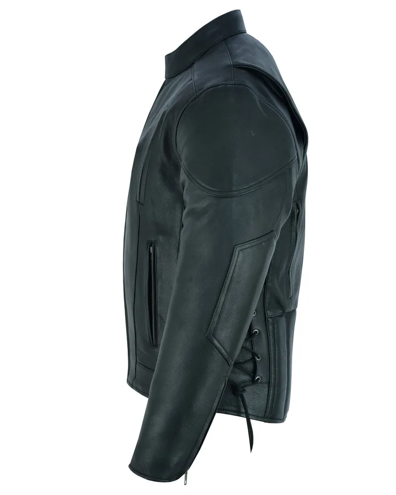 Men's Vented M/C Jacket with Side Laces - Black