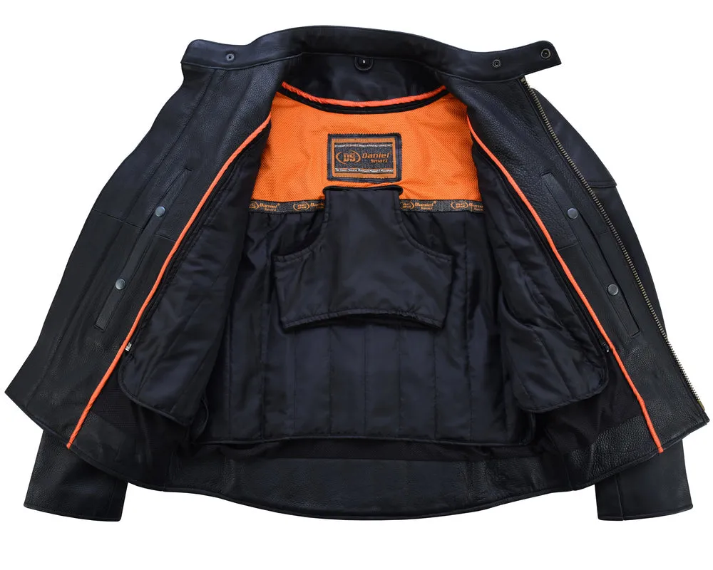 Men's Vented M/C Jacket with Side Laces - Black