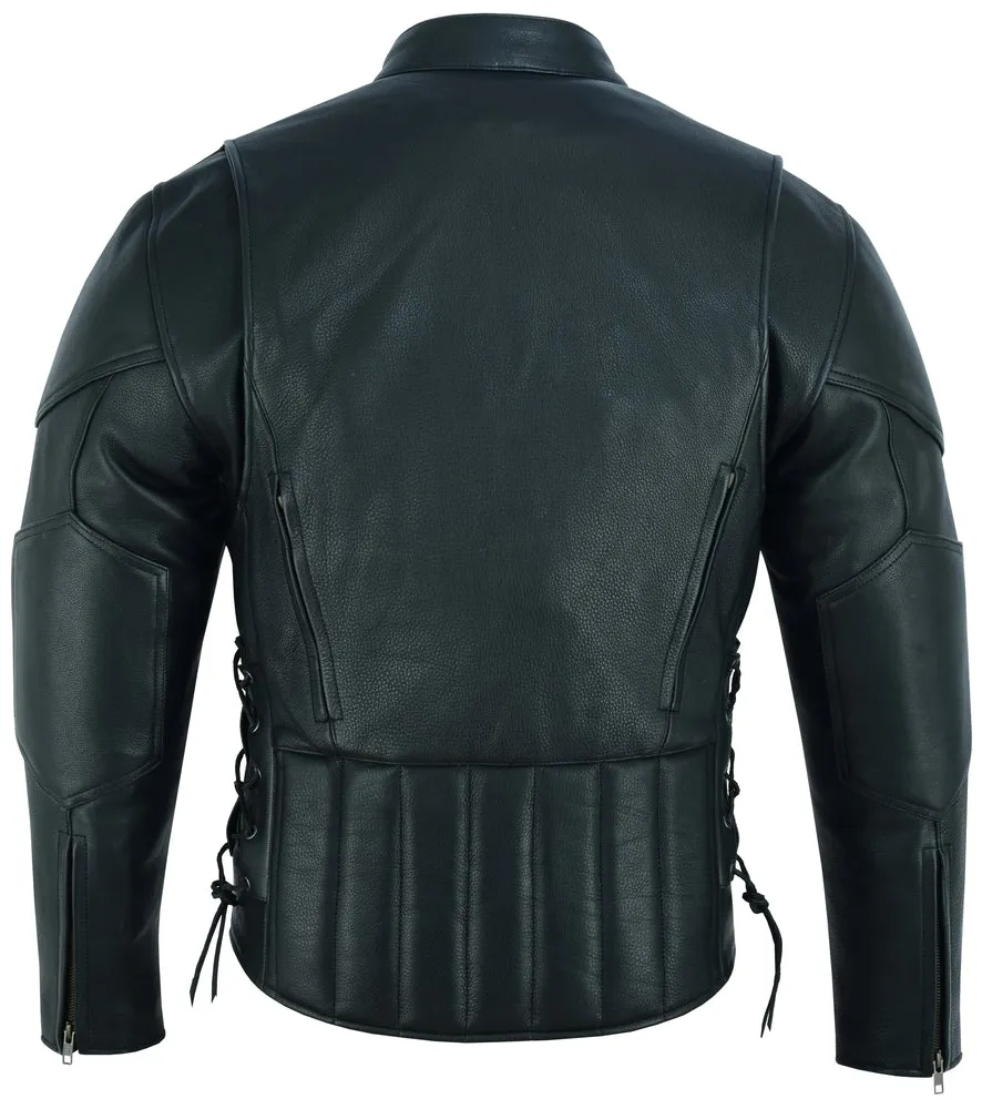 Men's Vented M/C Jacket with Side Laces - Black