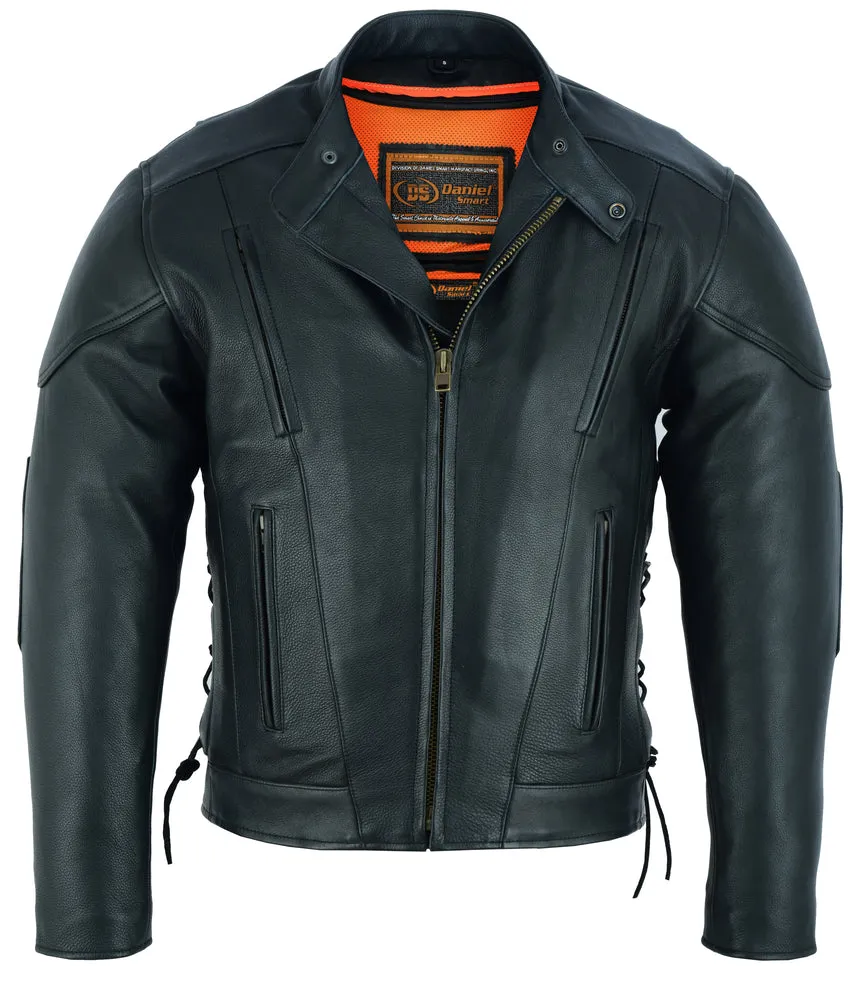 Men's Vented M/C Jacket with Side Laces - Black