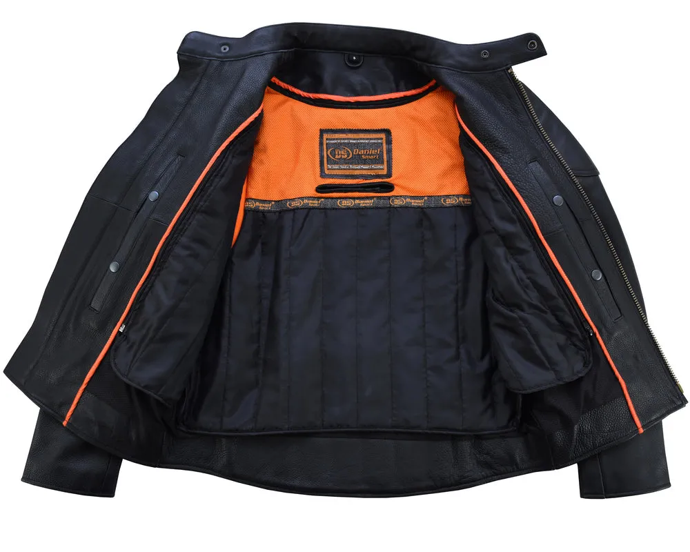 Men's Vented M/C Jacket with Side Laces - Black