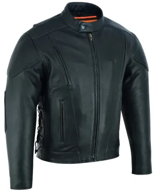 Men's Vented M/C Jacket with Side Laces - Black