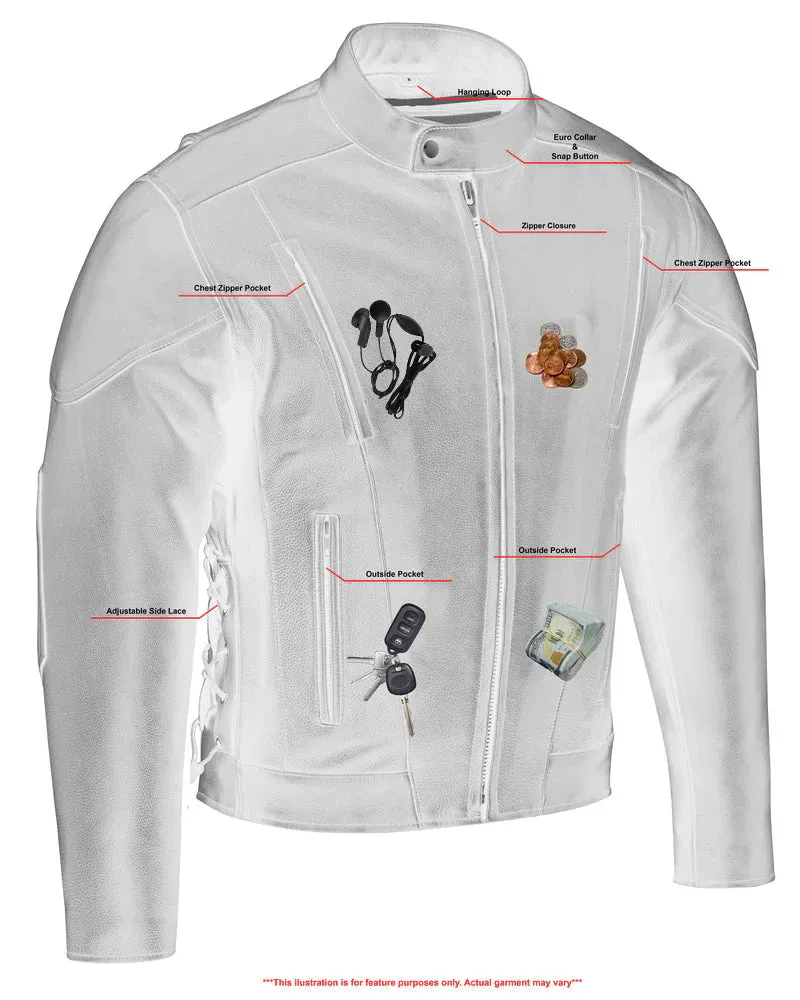 Men's Vented M/C Jacket with Side Laces - Black