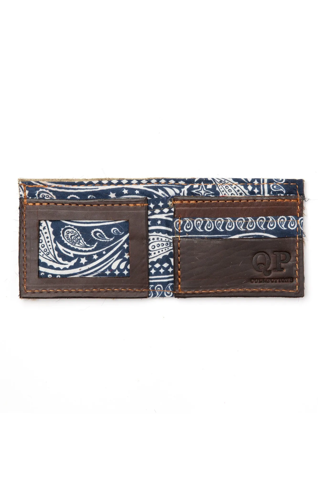 Men's Wallet - Cowhide Blue Bandanna