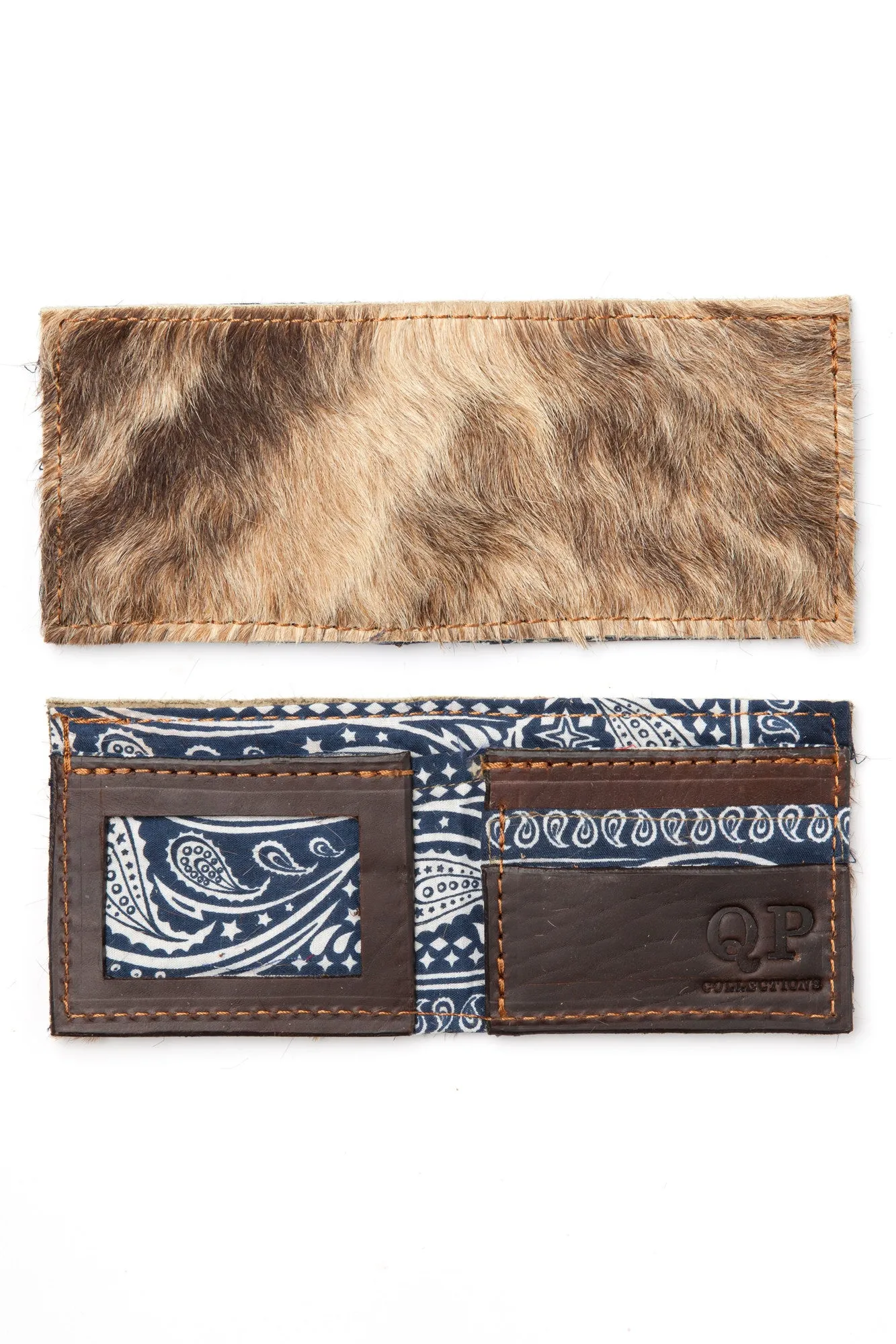 Men's Wallet - Cowhide Blue Bandanna