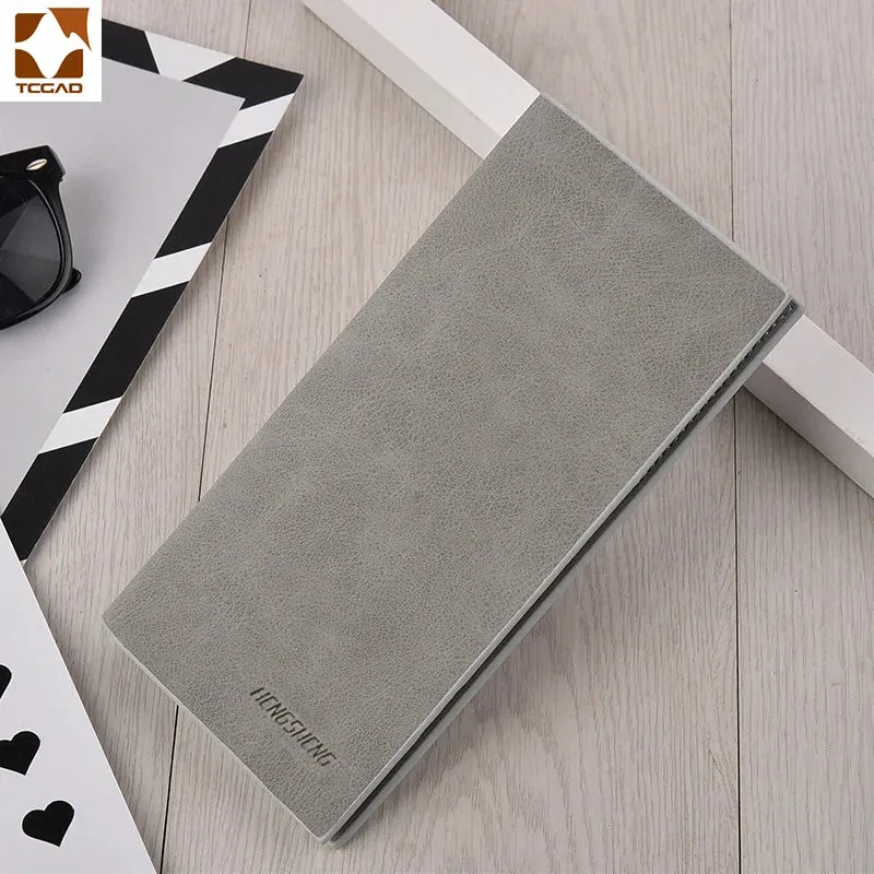 Men's Wallet Thin slim wallet Leather long Male Clutch mens wallets coin hand Purse pocket Cartera hombre billetera hombre 2024
