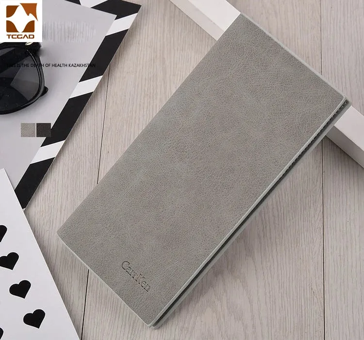 Men's Wallet Thin slim wallet Leather long Male Clutch mens wallets coin hand Purse pocket Cartera hombre billetera hombre 2024