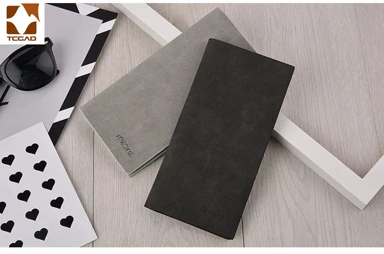 Men's Wallet Thin slim wallet Leather long Male Clutch mens wallets coin hand Purse pocket Cartera hombre billetera hombre 2024