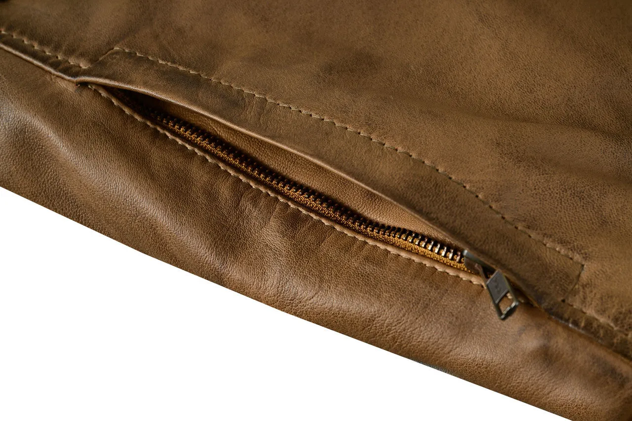 Men's Western Waxed Two-Tone Austin Brown Leather Jacket
